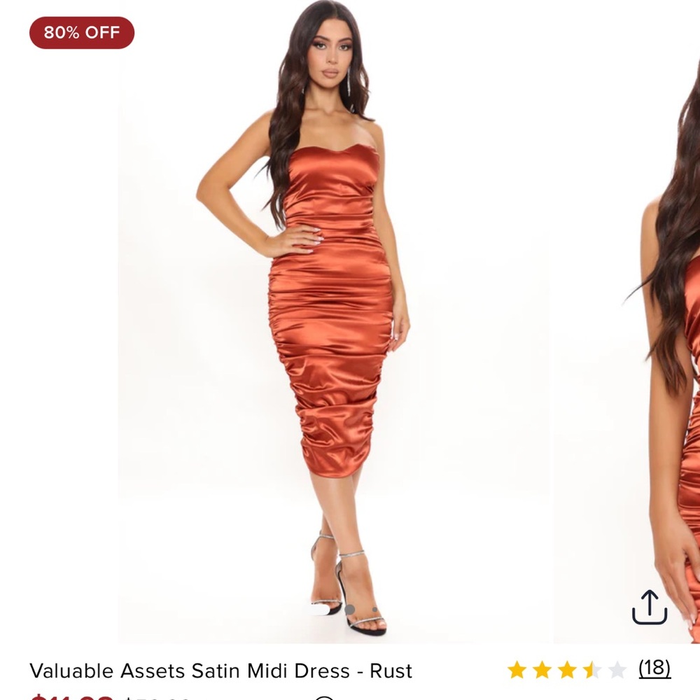 NWT Satin Midi Dress - Rust